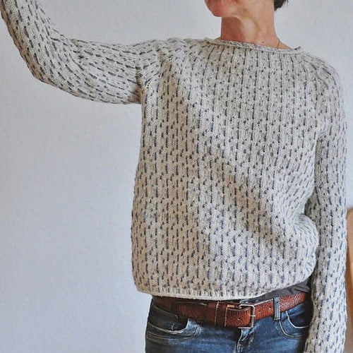 Elegant Grey Boat Neck Sweater