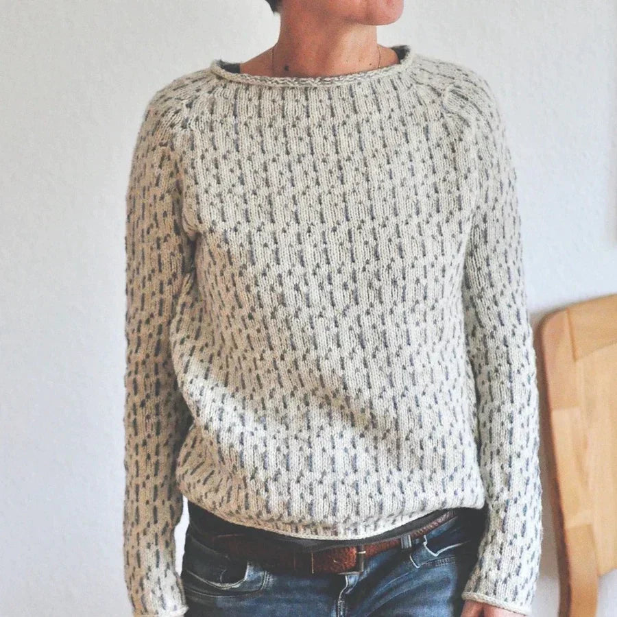 Elegant Grey Boat Neck Sweater