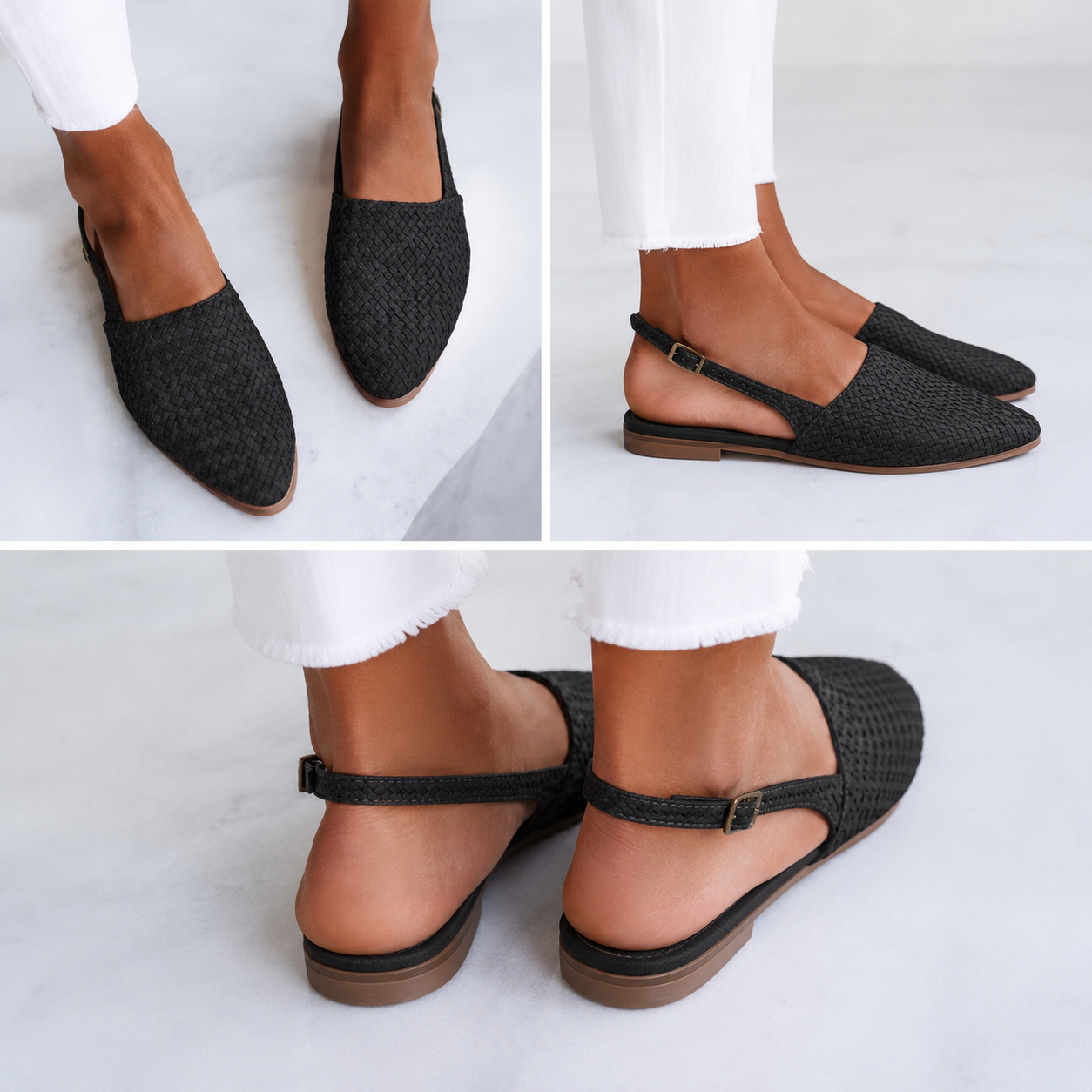 Simone | Woven Slingback Flats