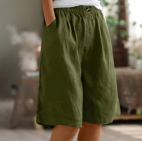 Relaxed Fit Linen Shorts